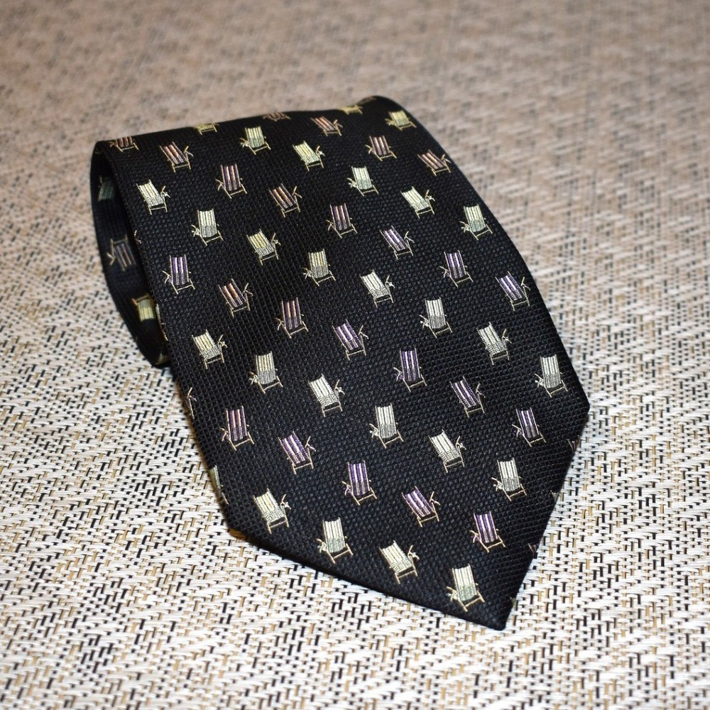 Tommy Bahama Necktie Mens OS Black Excellent Beach‎ Chair Silk Off Island